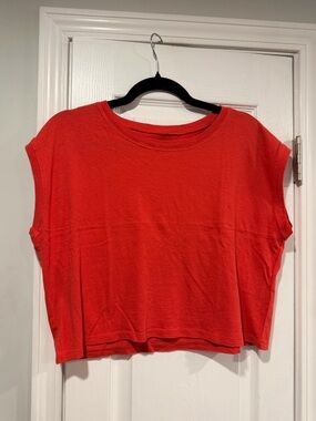 NWOT Madewell Size M Red Softfade Cotton Sleeveless Crop Muscle Tee Shirt